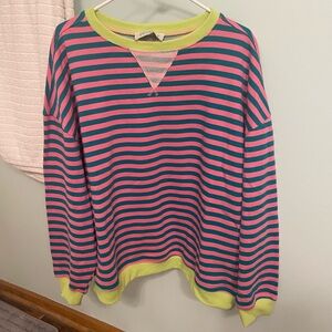 Striped Pink and Green Crewneck